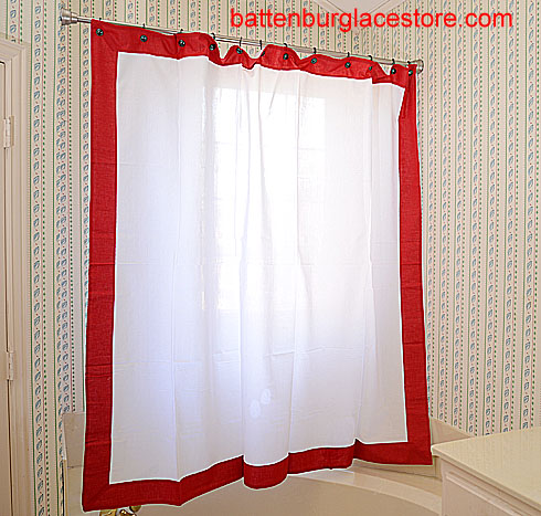 Hemstitch Shower Curtain Red color borders - Click Image to Close